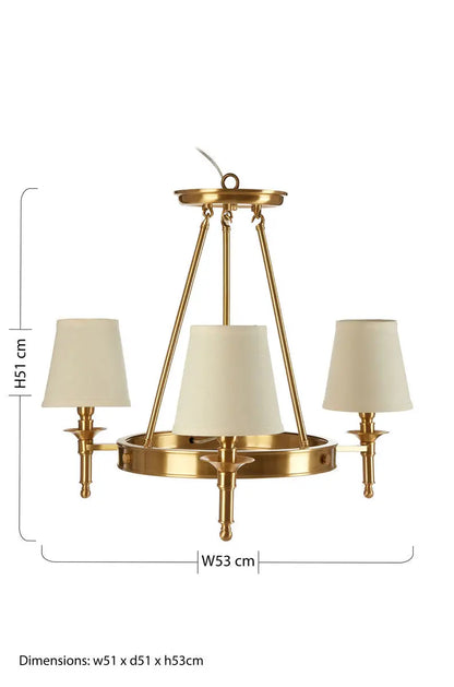 Zina Copper Finish 3 Arm Chandelier