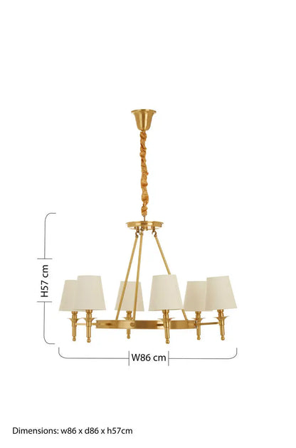 Zina Copper Finish 6 Arm Chandelier